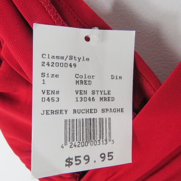 David's Bridal Morgan & Co Red Spaghetti Strap Mini Dress Bodycon Size 1 - Picture 9 of 10